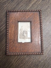 Antique 1893 Danish Folk Art Carved Oak Frame w/ Original 1894 Photo & History picture