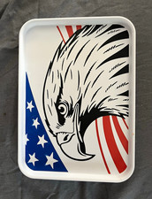 Patriotic Eagle American Flag Plastic Rectangle Serving Tray, White Red Blue picture