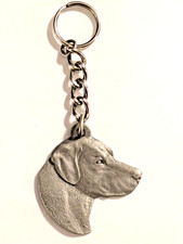 Vintage 1982 Rawcliffe Pewter I Love My Labrador Retriever Keychain Key Ring picture