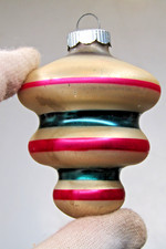 VTG 50's Glass Candy Stripes TORNADO Atomic Drop Christmas Ornament Shiny Brite picture