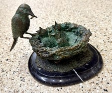 Antique Bronze P. Chenet Unsigned Sculpture Bird Feeding its Young picture