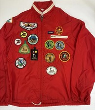 Vintage 70's BSA Boy Scout Windbreaker Jacket 27 Patches Zip Up Hood Men’s Md. picture