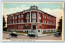 1921 Uniontown Pennsylvania Postcard High School Exterior Building Classic Cars picture