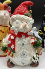 CHRISTMAS CAT with Snowflakes - Amy Lacombe Cat Figurine - WhimsiClay 14607 2006 picture
