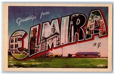c1950's Greetings from Elmira New York NY Large Letters Multiview Postcard picture