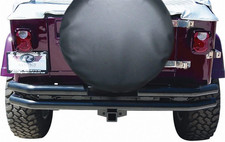 Rampage Double Tube Rear Bumper with Hitch Receiver | Steel, Black | 7648 | Fits picture