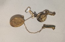 Vintage NFBPWC Gold Filled Pins and Charm with 14k Gold Woman of the Year Charm picture