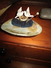 Antique Rare Harveys Lake PA Seashell  Amusement Park Souvenir Ring  Pin Cushion picture
