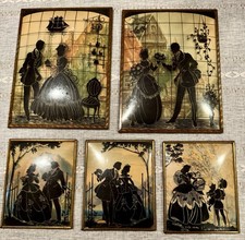 Vintage Convex Bubble Glass Silhouettes Set Of 5 picture