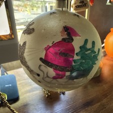 Vtg Santa Reindeer Large  Poland Glass Mica Christmas Ornament 4