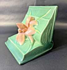 Vintage Roseville Pottery Zephyr Lily Green Pink  Bookend picture