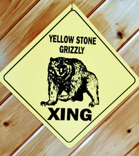 Yellowstone Grizzly Bear Yellow  Sign Novelty Xing Road Warning Diamond 12x picture