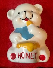 Vintage Ceramic Teddy Bear Eating Honey BANK 5.5” Artistic gifts Taiwan picture