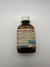 Antique Camphorated Opium Tincture Bottle Winfield Illinois RARE paregoric picture