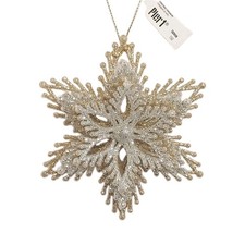 Vtg Pier 1 Snowflake Burst Christmas Ornament Silver Gold Glitter 3D 4