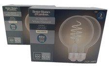  2 PK ( 4 Bulps ) Better Homes & Gardens 6.5W 60w G25 SOFT WHITE DIMMABLE CLEAR  picture