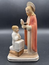 Vtg Sanmyro 1961 Japan First Communion Figurine Jesus And Kneeling Boy picture