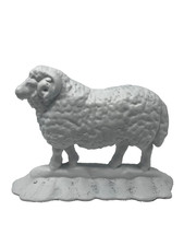 Antique 19thC Cast Iron Ram Door Stop, 1 White Free-Standing Heavy picture