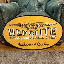 SCARCE PORCELAIN HEPOLITE PISTON RING RACING GAS OIL ADVERTISING SIGN picture