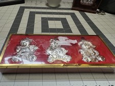 New Gorham Silverplated Christmas Ornaments, 3 Teddy Bears picture