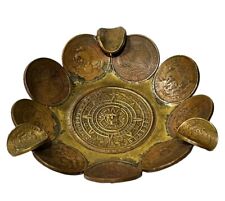 Vintage Handmade Mexican Centavos Ashtray With Mayan / Aztec Calendar picture