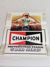 Vtg 60s Champion Gold Palladium Motorcycle Plugs Sold Here Poster Advert RARE picture