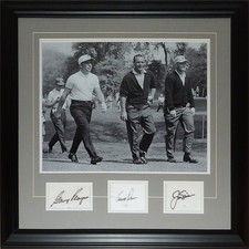 Jack Nicklaus, Arnold Palmer And Gary Player Autographed Big 3 Deluxe Framed Gol picture