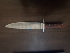 Vintage 1989 Steve Brooks Custom Damascus Bowie Knife Matched Sheath #121 picture