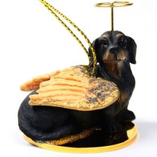 Dachshund Black Dog ANGEL Tiny One Ornament Figurine Statue picture