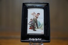 NORMAN ROCKWELL THE GOLFER PAINTING ZIPPO LIGHTER MINT IN BOX picture