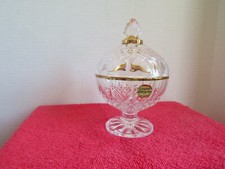 Cristal D'Arques Lead Crystal 24 K Gold Trim Covered Candy Dish picture