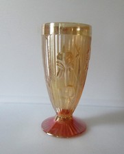 Jeanette Marigold Iridescent Carnival Glass Iris Herringbone Tumbler 6” Tall picture