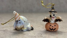 RARE Lenox Winnie the Pooh Halloween - Set of 2 MINI Ornaments Eeyore Tigger picture