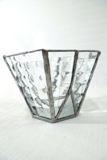Clear Glass VOTIVE CANDLEHOLDER Textured Design with 3 Tea Light Candles picture