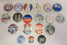 19 VTG Nixon & Agnew in '68 & '72 Pins Button - Richard Nixon & Spiro Agnew picture