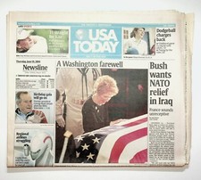 2004 June 10 USA Today Newspaper Nancy Reagan Ronald Reagan Death Funeral picture