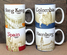 Set of 4 Coffee Mugs 16 oz Starbucks HONG KONG SPAIN HAMBURG COLOMBIA Global picture