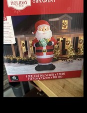 holiday Time 10 foot inflatable Santa Holding Ornament New In Box picture