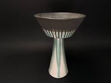 Vintage Japanese Ikebana Pedestal Vase Compote big Pot pottery Wabi sabi H11” picture