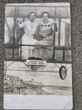 c1910 RPPC Postcard Flying High at Cedar Point Women Jewelry Airplane Antique  picture