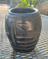 Spectacular Santa Clara Black-on-Black Pottery Vase signed by PABLITA CHAVARRIA picture