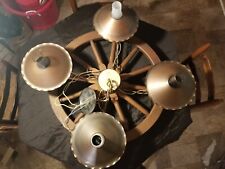 VTG Underwriters Laboratories Wagon Wheel 4 Light Chandelier/Wood & Copper/ picture
