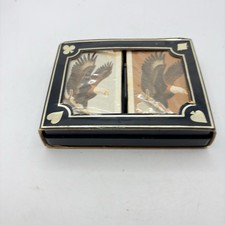 VTG 80s Dual Set KEM Plastic Playing Cards American Bald Eagle w/ Case New READ picture