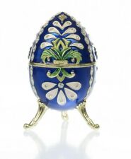 Blue Faberge Egg Trinket Box & music Handmade by Keren Kopal Austrian  Crystals picture
