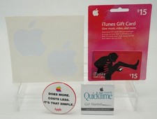 Vintage Apple Computer Pinback Buttons Sticker Advertising Unused $15 iTunes New picture