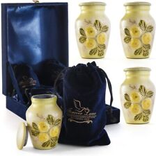 Small Cremation Urns for Human Ashes Keepsake Yellow Flowers - Set of 4 picture