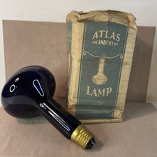 Vintage Atlas 50’s (?) Blue 75 (?) watt with sleeve light bulb Works Studio picture