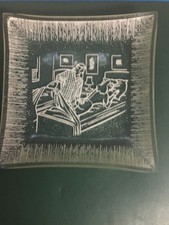 Vintage 1950s Glass  Ashtray Glamour Girl Sexy Risque Dish Writing On Butt NO picture