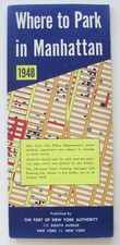 Vintage 1948 Port Authority New York City Map Brochure Parking in Manhattan NYC picture