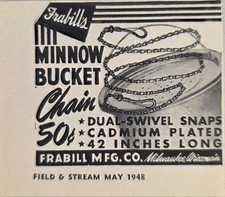 1948 Print Ad Frabill's Minnow Bucket Chains Dual Swivel Snaps Milwaukee,WI picture